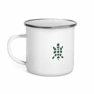 Turtle Icon Forest Green Enamel Camp Mug - 12 oz - Left