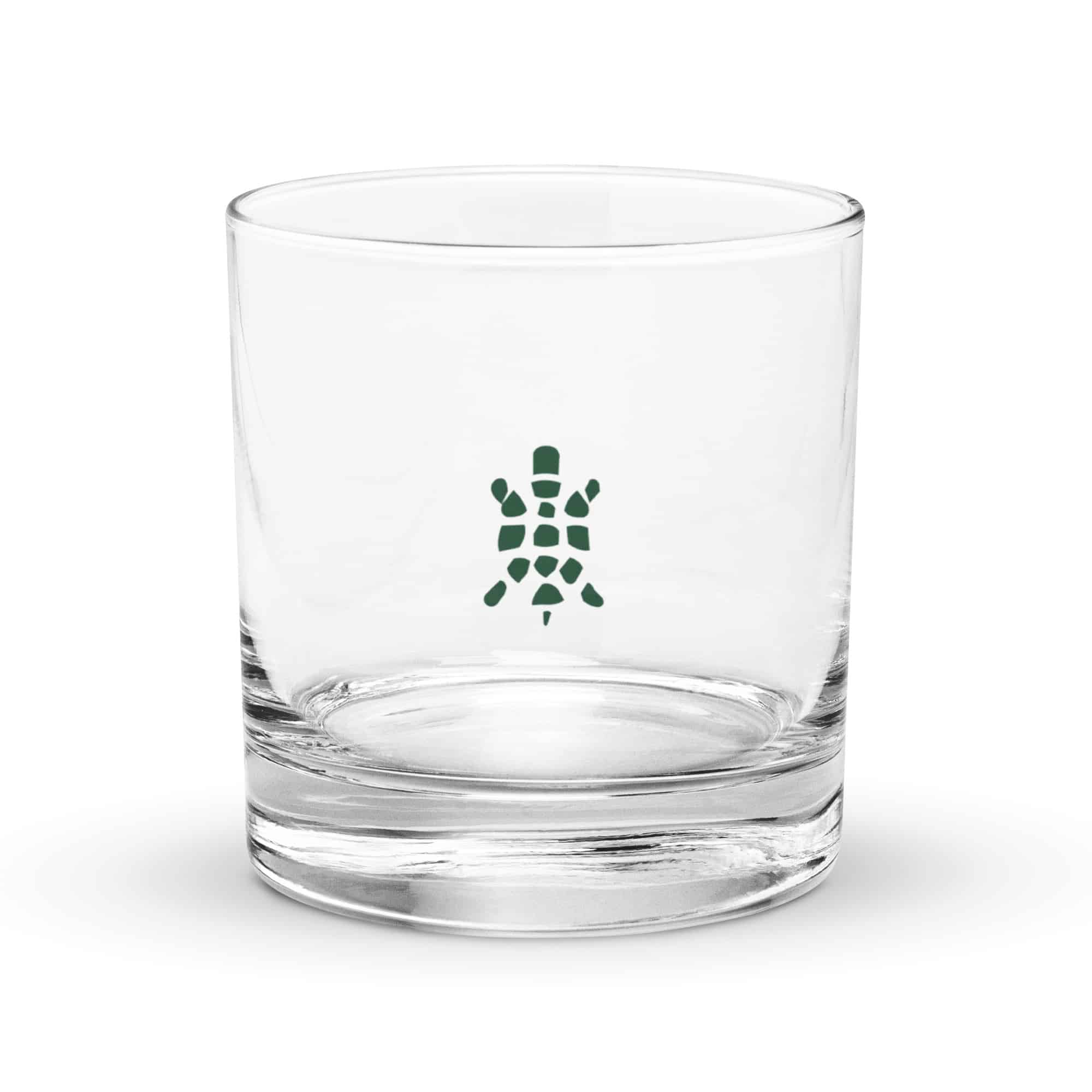 Forest Green Sheltowee Inspired Turtle Icon Rocks Glass