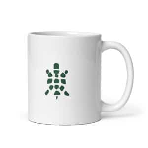 Turtle Icon Forest Green White Ceramic Coffee Mug - 11 oz - Main