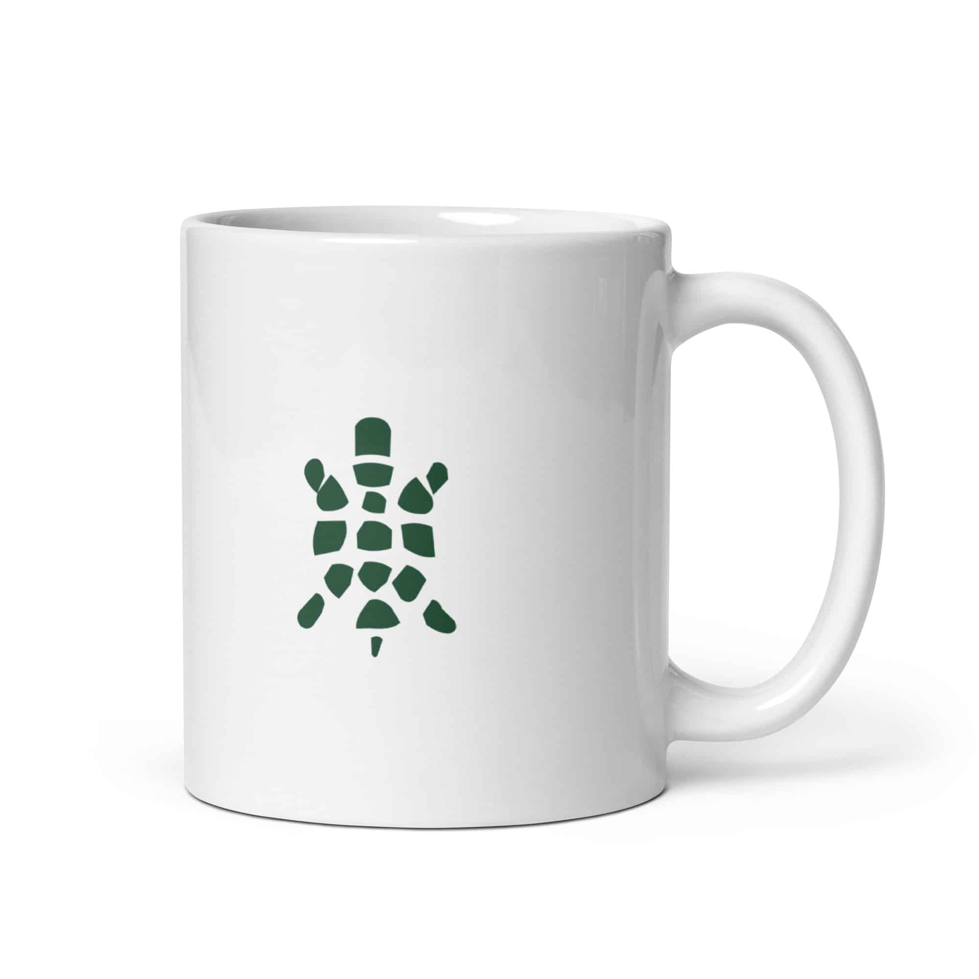 Sheltowee Trace Forest Green Turtle Icon White Ceramic Coffee Mug