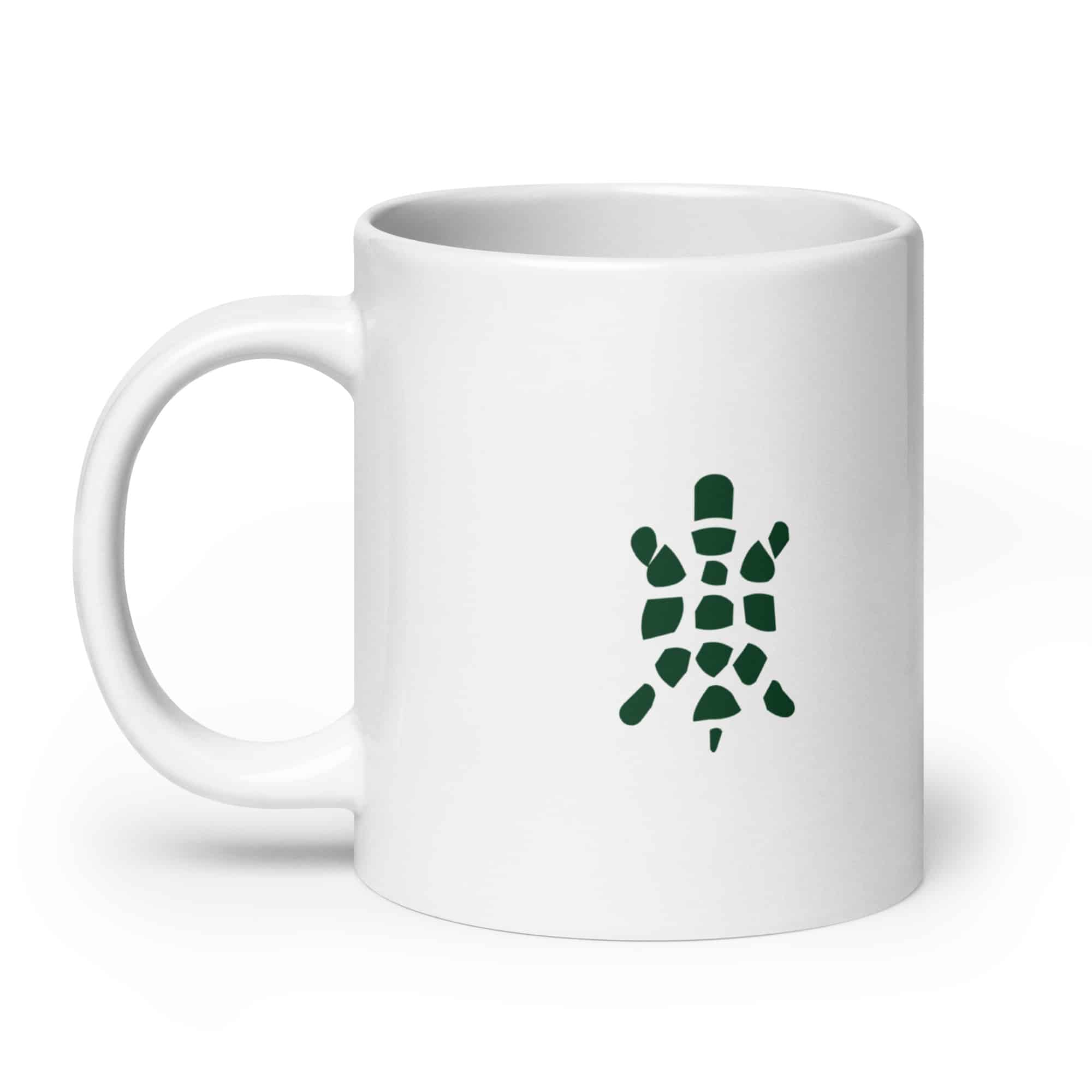 Sheltowee Trace Forest Green Turtle Icon White Ceramic Coffee Mug