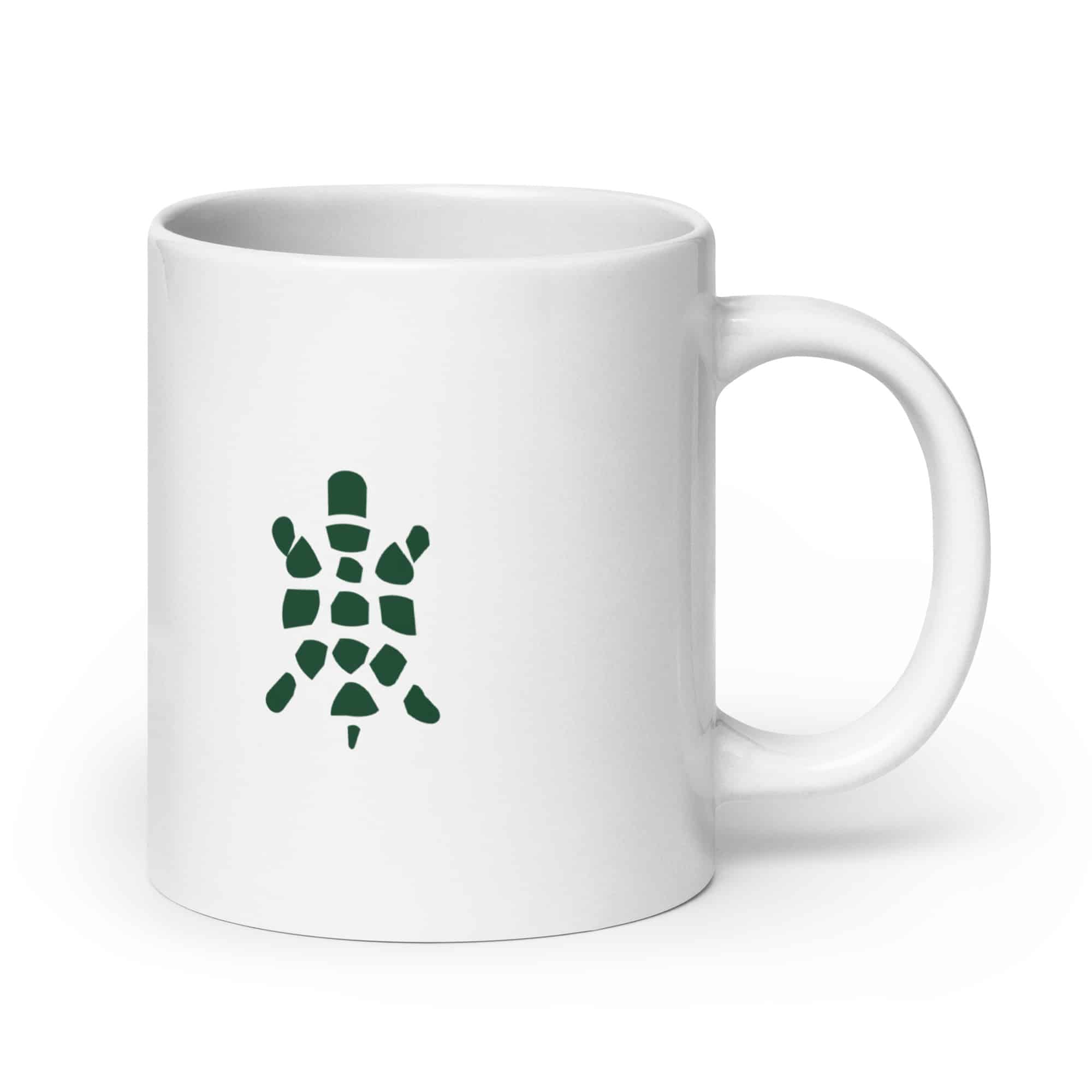 Sheltowee Trace Forest Green Turtle Icon White Ceramic Coffee Mug