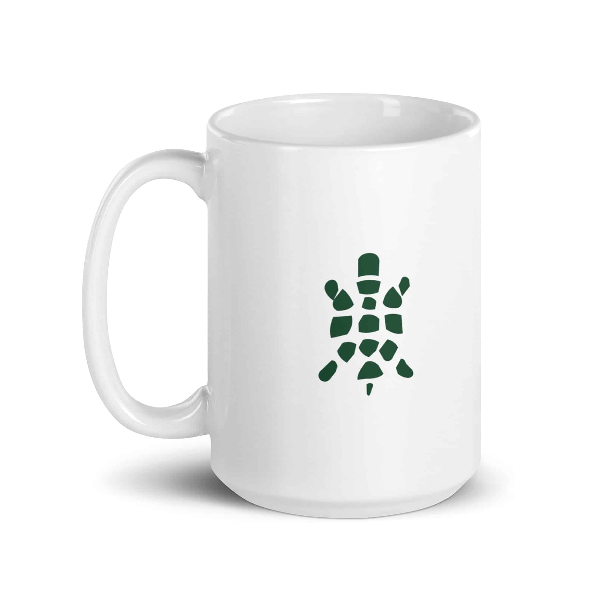 Sheltowee Trace Forest Green Turtle Icon White Ceramic Coffee Mug