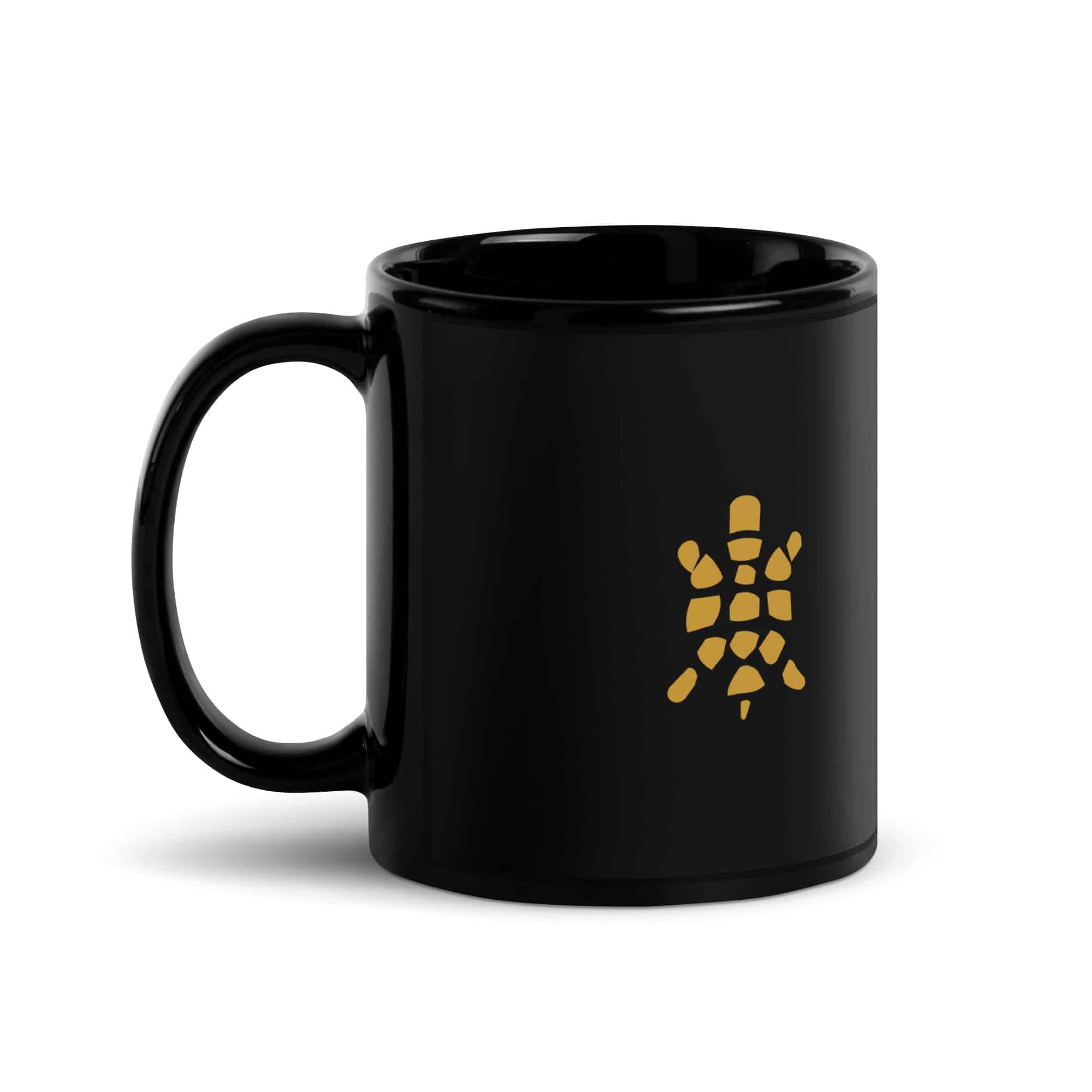 Gold Sheltowee Inspired Turtle Icon Black Mug