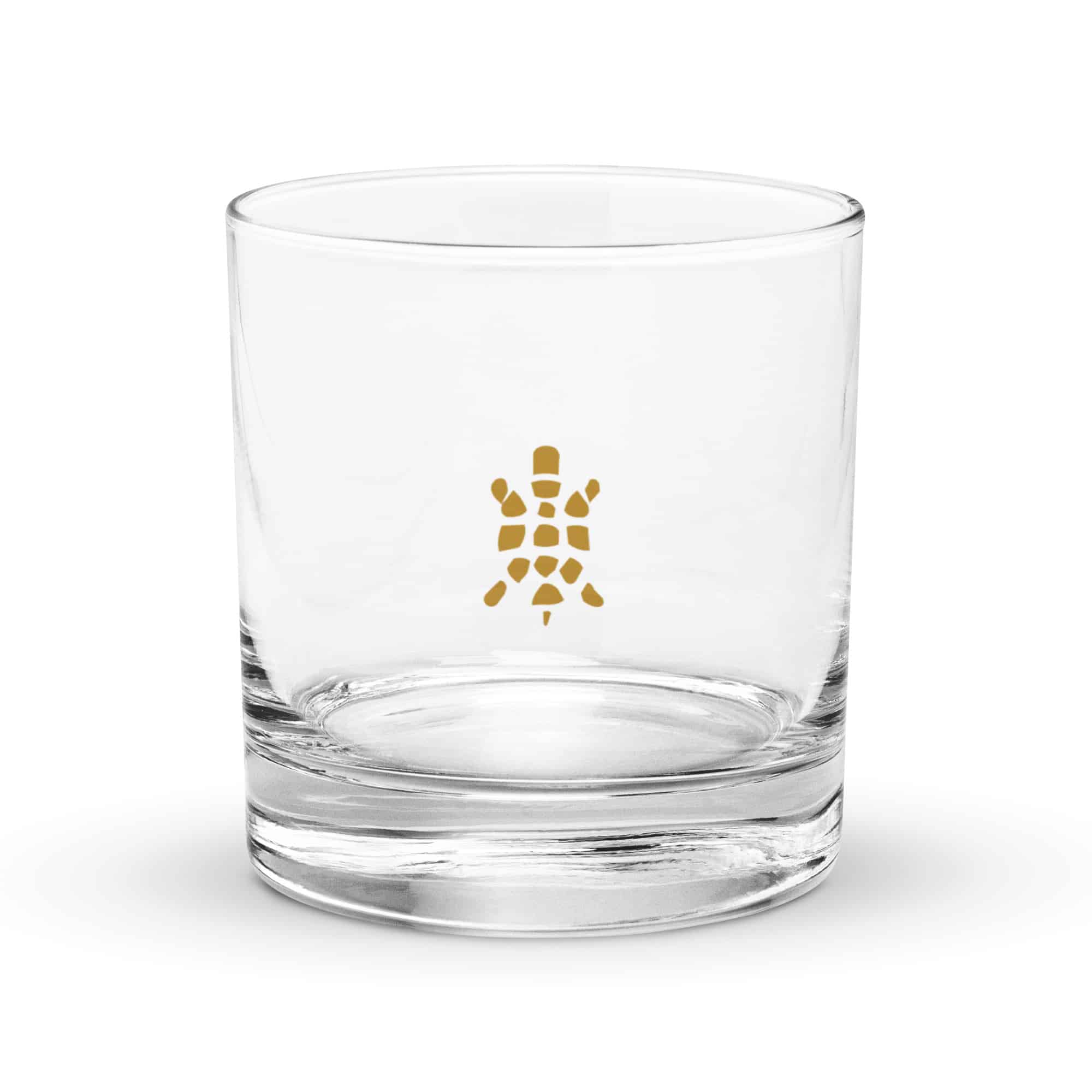 Gold Sheltowee Inspired Turtle Icon Rocks Glass