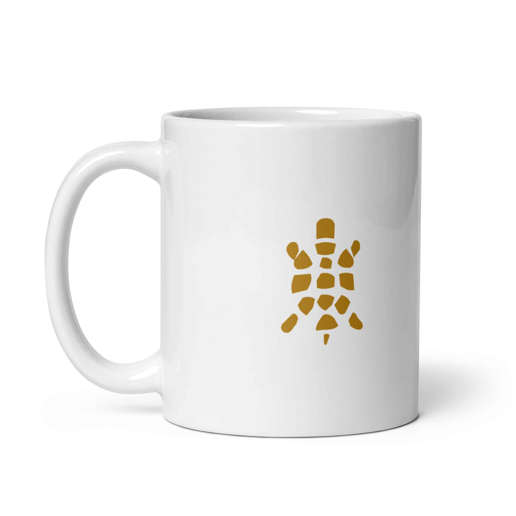 Sheltowee Trace Gold Turtle Icon White Ceramic Coffee Mug