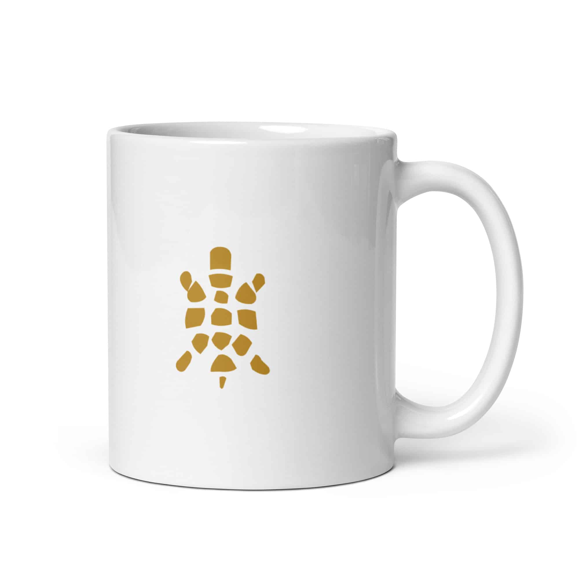 Sheltowee Trace Gold Turtle Icon White Ceramic Coffee Mug