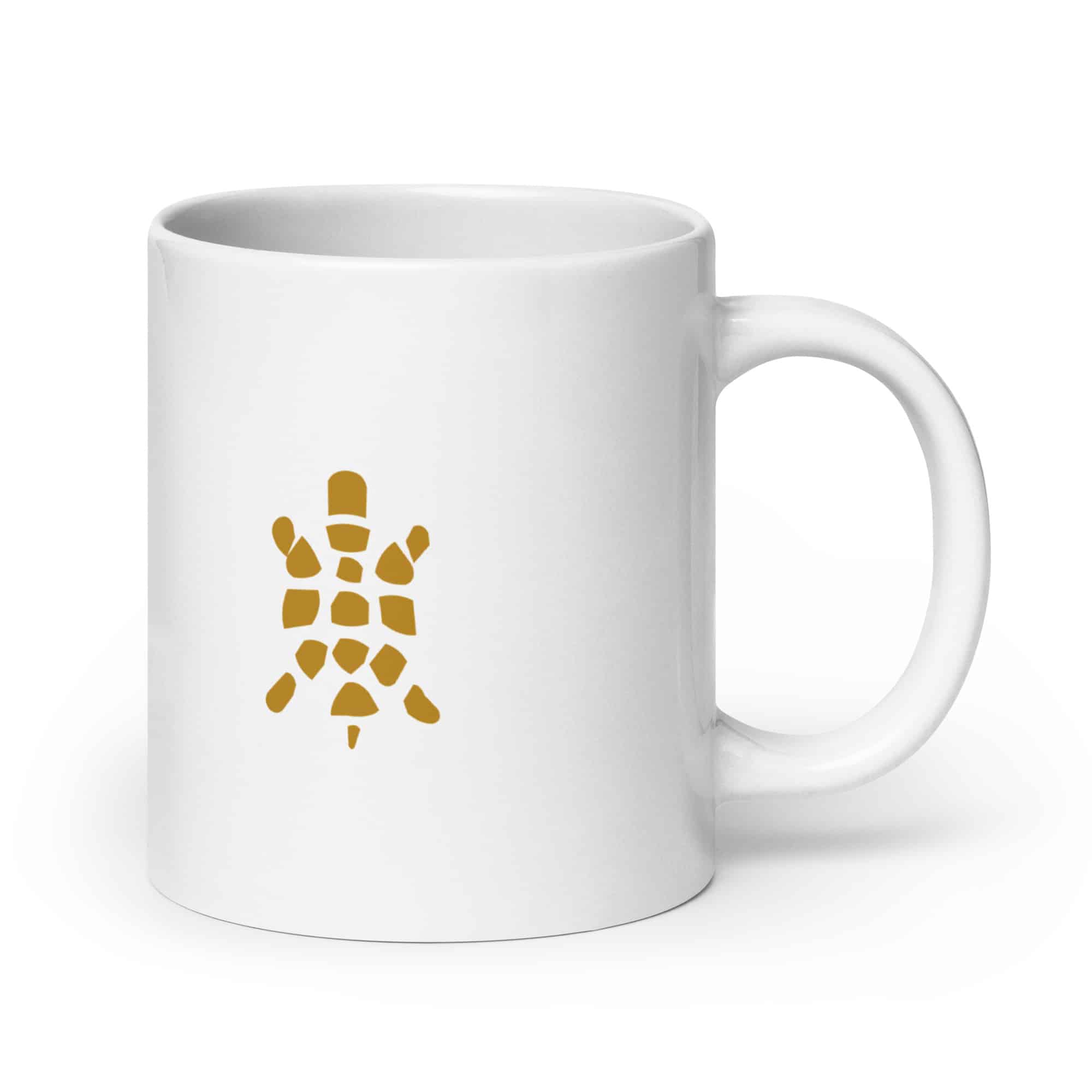 Sheltowee Trace Gold Turtle Icon White Ceramic Coffee Mug
