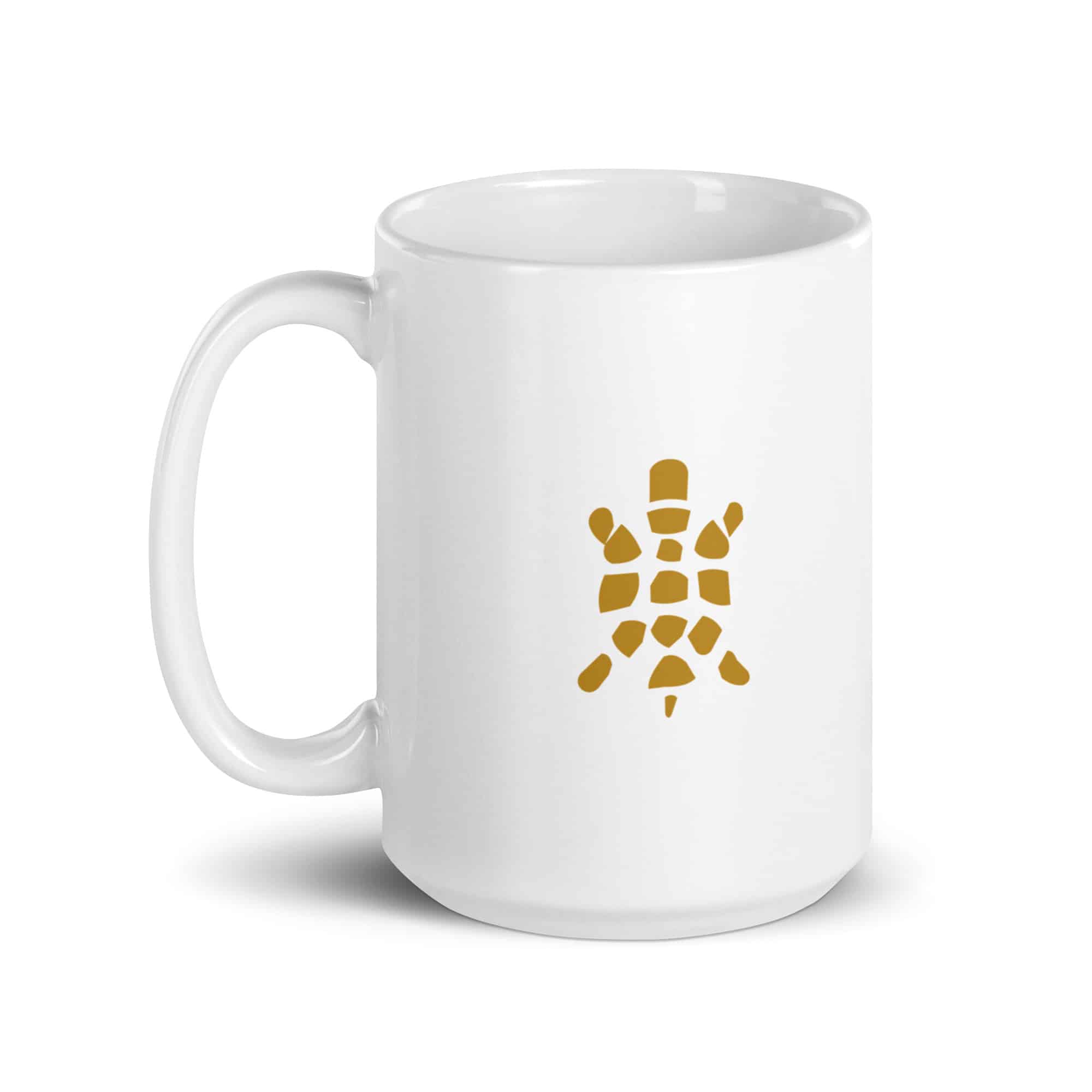 Sheltowee Trace Gold Turtle Icon White Ceramic Coffee Mug