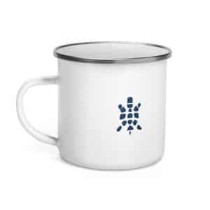 Turtle Icon Navy Enamel Camp Mug - 12 oz - Left