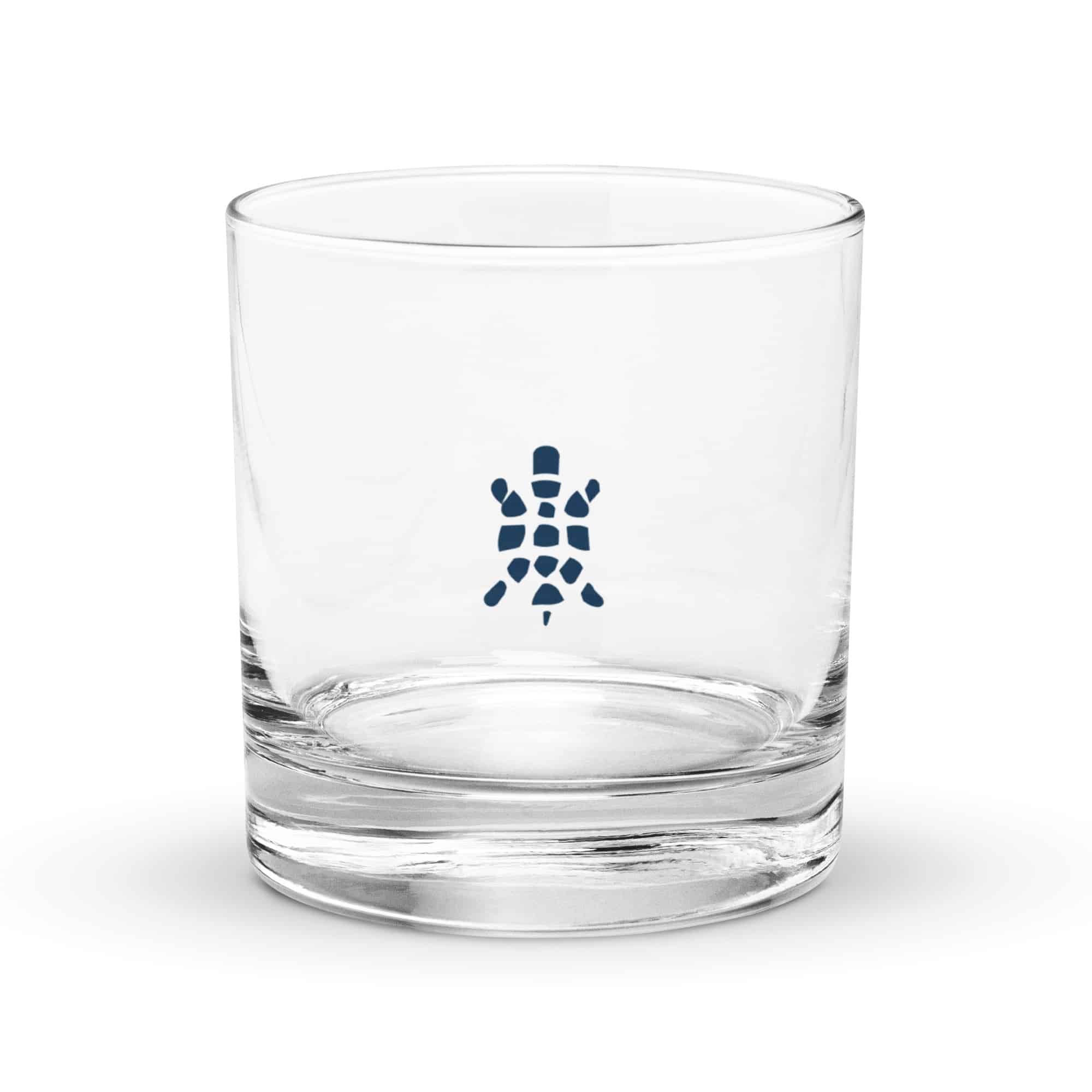 Navy Sheltowee Inspired Turtle Icon Rocks Glass