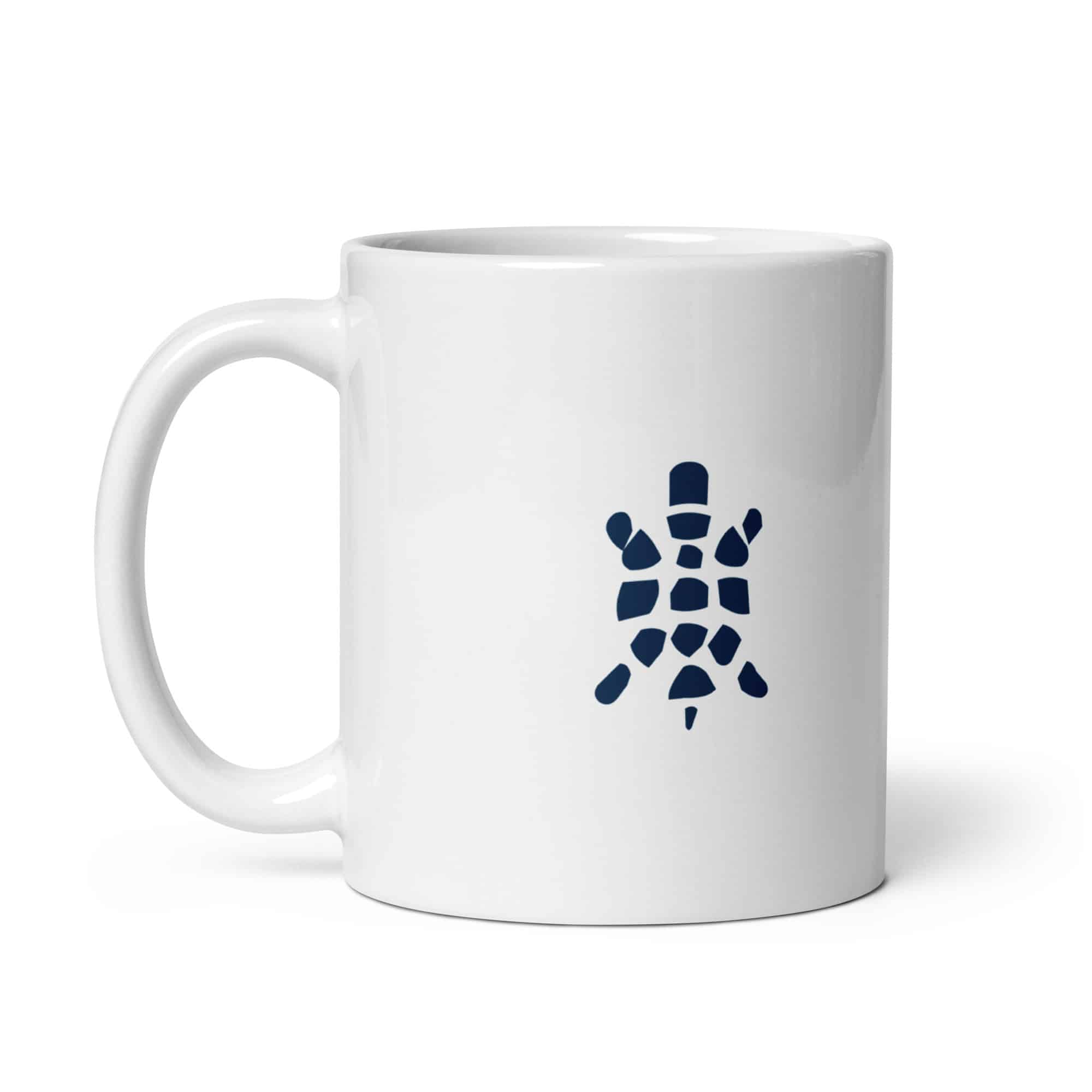Sheltowee Trace Navy Turtle Icon White Ceramic Coffee Mug