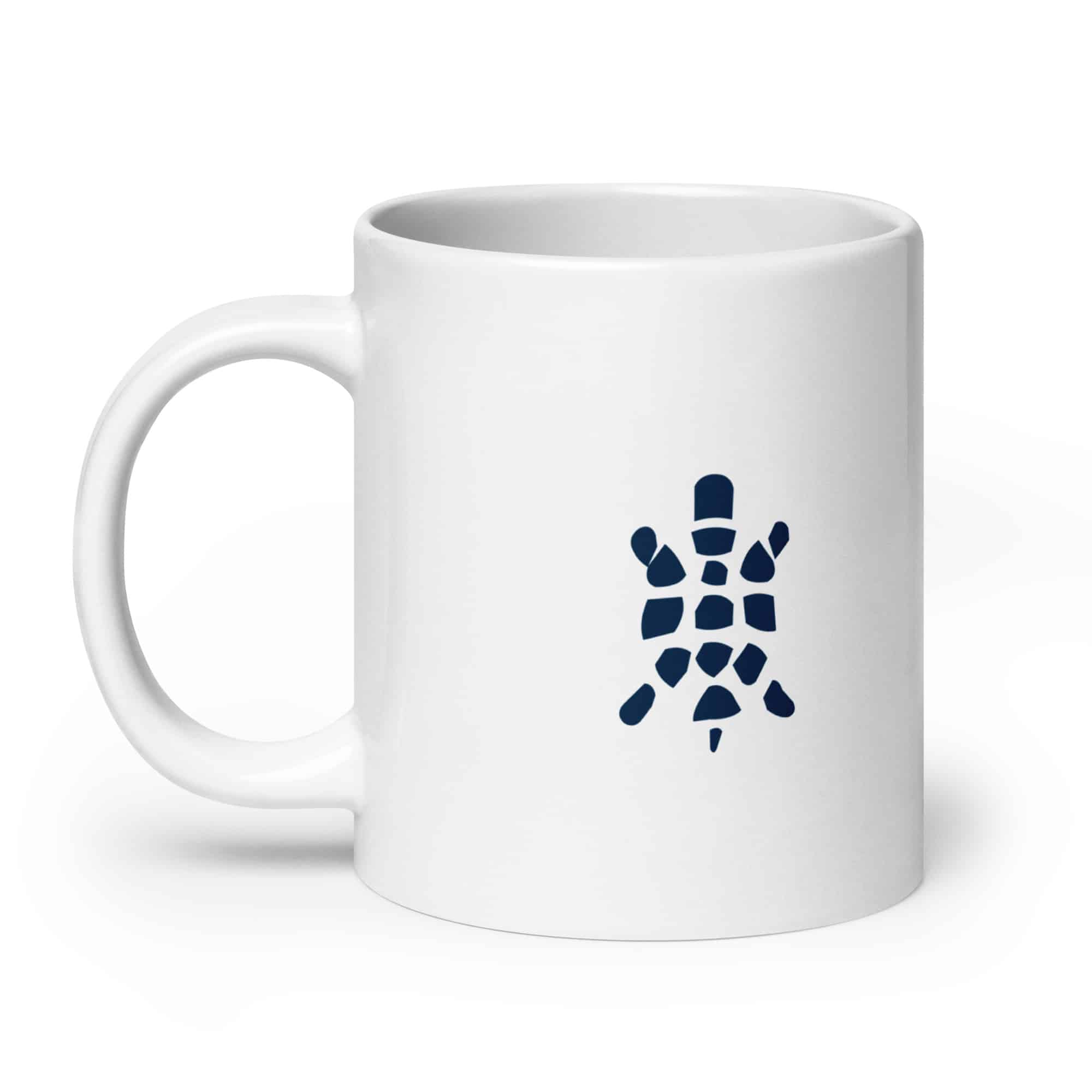 Sheltowee Trace Navy Turtle Icon White Ceramic Coffee Mug