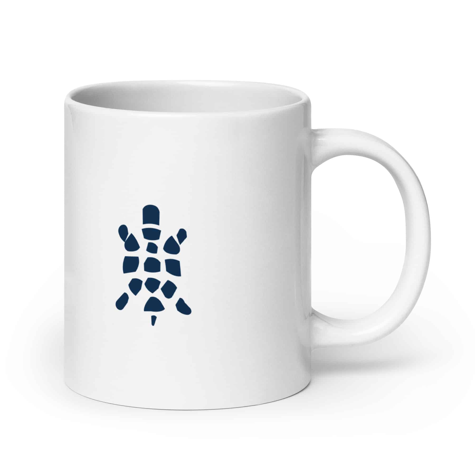 Sheltowee Trace Navy Turtle Icon White Ceramic Coffee Mug